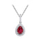 10kt White Gold Women's Pear Lab-Created Ruby Solitaire Diamond Frame Pendant 1-7-8 Cttw - FREE Shipping (US/CAN)-Gold & Diamond Pendants & Necklaces-JadeMoghul Inc.