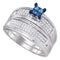 10kt White Gold Women's Princess Blue Color Enhanced Diamond Bridal Wedding Engagement Ring Band Set 3/8 Cttw - FREE Shipping (US/CAN)-Wedding Jewelry-5-JadeMoghul Inc.