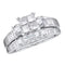 10kt White Gold Women's Princess Diamond Bridal Wedding Engagement Ring Band Set 1-2 Cttw - FREE Shipping (US/CAN) - Size 5-Gold & Diamond Wedding Ring Sets-JadeMoghul Inc.