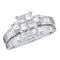 10kt White Gold Women's Princess Diamond Bridal Wedding Engagement Ring Band Set 1-2 Cttw - FREE Shipping (US/CAN) - Size 8-Gold & Diamond Wedding Ring Sets-JadeMoghul Inc.