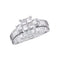 10kt White Gold Women's Princess Diamond Bridal Wedding Engagement Ring Band Set 1.00 Cttw - FREE Shipping (US/CAN) - Size 10-Gold & Diamond Wedding Ring Sets-8-JadeMoghul Inc.