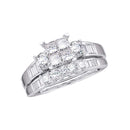 10kt White Gold Women's Princess Diamond Bridal Wedding Engagement Ring Band Set 1.00 Cttw - FREE Shipping (US/CAN) Size 6-Gold & Diamond Wedding Ring Sets-5-JadeMoghul Inc.