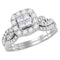 10kt White Gold Women's Princess Diamond Bridal Wedding Engagement Ring Band Set 1.00 Cttw - FREE Shipping (US/CAN)-Wedding Jewelry-JadeMoghul Inc.