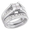 10kt White Gold Women's Princess Diamond Bridal Wedding Engagement Ring Band Set 1/2 Cttw - FREE Shipping (US/CAN)-Gold & Diamond Wedding Ring Sets-5-JadeMoghul Inc.