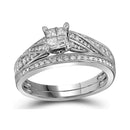 10kt White Gold Women's Princess Diamond Bridal Wedding Engagement Ring Band Set 1/2 Cttw - FREE Shipping (US/CAN)-Gold & Diamond Wedding Ring Sets-5-JadeMoghul Inc.