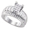 10kt White Gold Women's Princess Diamond Cindy's Dream Cluster Bridal Wedding Engagement Ring 7/8 Cttw - FREE Shipping (USA/CAN) - Size 7-Gold & Diamond Engagement & Anniversary Rings-5-JadeMoghul Inc.