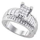 10kt White Gold Women's Princess Diamond Cindy's Dream Cluster Bridal Wedding Engagement Ring 7/8 Cttw - FREE Shipping (USA/CAN) - Size 7-Gold & Diamond Engagement & Anniversary Rings-5-JadeMoghul Inc.