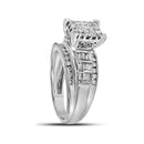 10kt White Gold Women's Princess Diamond Cluster Bridal Wedding Engagement Ring 1.00 Cttw - FREE Shipping (US/CAN)-Gold & Diamond Engagement & Anniversary Rings-JadeMoghul Inc.