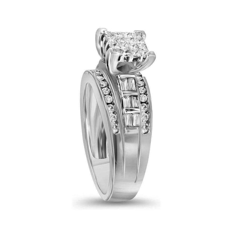10kt White Gold Women's Princess Diamond Cluster Bridal Wedding Engagement Ring 1/2 Cttw - FREE Shipping (US/CAN)-Gold & Diamond Engagement & Anniversary Rings-8-JadeMoghul Inc.