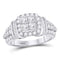 10kt White Gold Women's Princess Diamond Frame Cluster Ring 1-3/4 Cttw-Gold & Diamond Rings-JadeMoghul Inc.