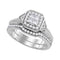 10kt White Gold Women's Princess Diamond Halo Bridal Wedding Engagement Ring Band Set 1/2 Cttw - FREE Shipping (US/CAN)-Gold & Diamond Wedding Ring Sets-6-JadeMoghul Inc.