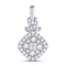 10kt White Gold Women's Princess Diamond Soleil Cluster Pendant 3/8 Cttw-Gold & Diamond Pendants & Necklaces-JadeMoghul Inc.