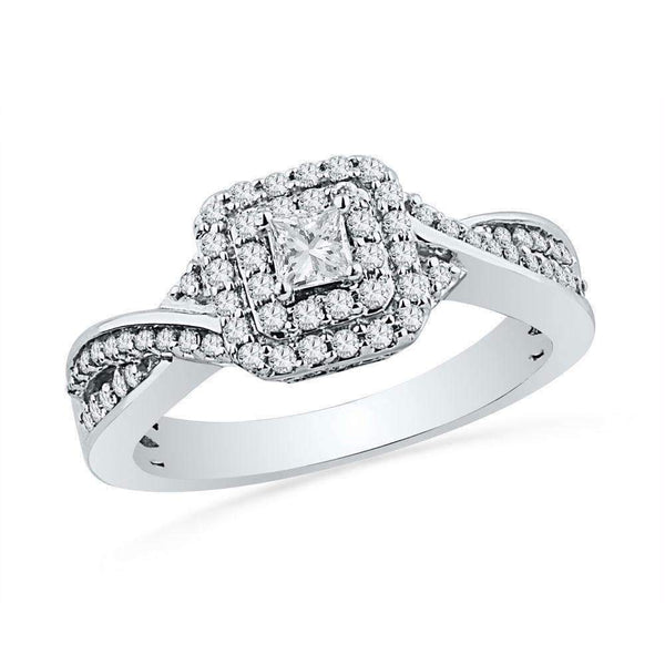 10kt White Gold Women's Princess Diamond Solitaire Bridal Wedding Engagement Ring 1/2 Cttw - FREE Shipping (US/CAN)-Gold & Diamond Engagement & Anniversary Rings-5.5-JadeMoghul Inc.