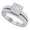 10kt White Gold Women's Princess Diamond Square Halo Bridal Wedding Engagement Ring Band Set 1/2 Cttw - FREE Shipping (US/CAN)-Gold & Diamond Wedding Ring Sets-5-JadeMoghul Inc.