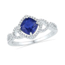 10kt White Gold Women's Princess Lab-Created Blue Sapphire Solitaire Diamond Accent Ring 1-1/10 Cttw - FREE Shipping (US/CAN)-Rings And Bands-5-JadeMoghul Inc.