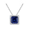 10kt White Gold Womens Princess Lab-Created Blue Sapphire Solitaire Pendant 1-7-8 Cttw-Gold & Diamond Pendants & Necklaces-JadeMoghul Inc.