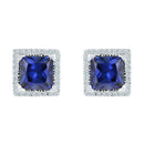 10kt White Gold Women's Princess Lab-Created Blue Sapphire Stud Earrings 2.00 Cttw - FREE Shipping (US/CAN)-Gold & Diamond Earrings-JadeMoghul Inc.