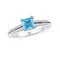 10kt White Gold Women's Princess Lab-Created Blue Topaz Solitaire Ring 5/8 Cttw - FREE Shipping (US/CAN)-Gold & Diamond Fashion Rings-5-JadeMoghul Inc.