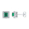 10kt White Gold Women's Princess Lab-Created Emerald Solitaire Diamond Stud Earrings 1-8 Cttw - FREE Shipping (US/CAN)-Gold & Diamond Earrings-JadeMoghul Inc.
