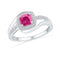 10kt White Gold Women's Princess Lab-Created Pink Sapphire Solitaire Ring 1-1/10 Cttw - FREE Shipping (US/CAN)-Gold & Diamond Fashion Rings-5-JadeMoghul Inc.