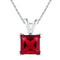 10kt White Gold Womens Princess Lab-Created Ruby Solitaire Pendant 1-1-3 Cttw-Gold & Diamond Pendants & Necklaces-JadeMoghul Inc.