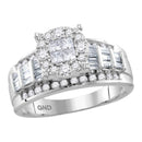 10kt White Gold Women's Princess Round Diamond Soleil Cluster Bridal Wedding Engagement Ring 1.00 Cttw - FREE Shipping (US/CAN)-Wedding Jewelry-5-JadeMoghul Inc.