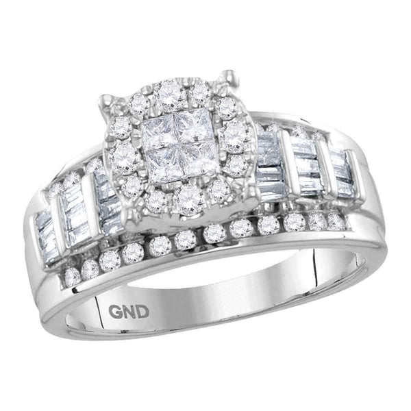 10kt White Gold Women's Princess Round Diamond Soleil Cluster Bridal Wedding Engagement Ring 1.00 Cttw - FREE Shipping (US/CAN)-Wedding Jewelry-5-JadeMoghul Inc.