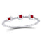 10kt White Gold Women's Princess Ruby 3-Stone Beaded Stackable Band Ring 1/20 Cttw-Gold & Diamond Rings-JadeMoghul Inc.