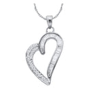 10kt White Gold Women's Round Baguette Diamond Heart Pendant 1-4 Cttw - FREE Shipping (US/CAN)-Gold & Diamond Pendants & Necklaces-JadeMoghul Inc.