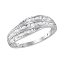 10kt White Gold Women's Round Baguette Diamond Milgrain Band Ring 1/3 Cttw - FREE Shipping (US/CAN)-Rings And Bands-5-JadeMoghul Inc.