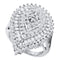 10kt White Gold Women's Round Baguette Diamond Teardrop Cluster Ring 1.00 Cttw - FREE Shipping (US/CAN)-Gold & Diamond Cluster Rings-5-JadeMoghul Inc.