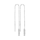 10kt White Gold Women's Round Bezel-set Diamond Dangle Threader Earrings 1-12 Cttw - FREE Shipping (USA/CAN)-Gold & Diamond Earrings-JadeMoghul Inc.