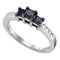 10kt White Gold Women's Round Black Color Enhanced Diamond 3-stone Bridal Wedding Engagement Ring 3/4 Cttw - FREE Shipping (USA/CAN)-Gold & Diamond Engagement & Anniversary Rings-5-JadeMoghul Inc.