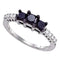 10kt White Gold Women's Round Black Color Enhanced Diamond 3-stone Bridal Wedding Engagement Ring 7/8 Cttw - FREE Shipping (USA/CAN)-Gold & Diamond Engagement & Anniversary Rings-5-JadeMoghul Inc.