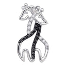 10kt White Gold Women's Round Black Color Enhanced Diamond Animal Pendant 1-10 Cttw - FREE Shipping (US/CAN)-Gold & Diamond Pendants & Necklaces-JadeMoghul Inc.