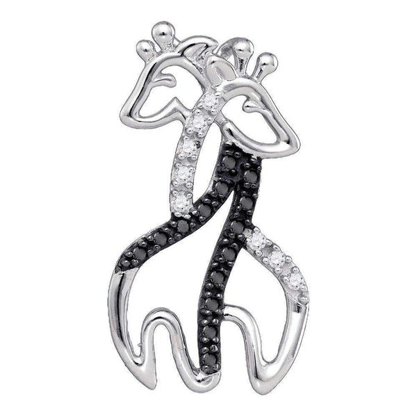 10kt White Gold Women's Round Black Color Enhanced Diamond Animal Pendant 1-10 Cttw - FREE Shipping (US/CAN)-Gold & Diamond Pendants & Necklaces-JadeMoghul Inc.