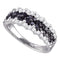 10kt White Gold Women's Round Black Color Enhanced Diamond Band Ring 1-1/10 Cttw - FREE Shipping (US/CAN)-Gold & Diamond Bands-5-JadeMoghul Inc.