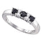 10kt White Gold Women's Round Black Color Enhanced Diamond Band Ring 5/8 Cttw - FREE Shipping (US/CAN)-Gold & Diamond Bands-5-JadeMoghul Inc.
