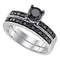 10kt White Gold Women's Round Black Color Enhanced Diamond Bridal Wedding Engagement Ring Band Set 1.00 Cttw - FREE Shipping (US/CAN)-Gold & Diamond Wedding Ring Sets-5-JadeMoghul Inc.