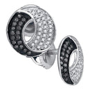 10kt White Gold Women's Round Black Color Enhanced Diamond Circle Cluster Earrings 1-5 Cttw - FREE Shipping (USA/CAN)-Gold & Diamond Earrings-JadeMoghul Inc.