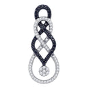 10kt White Gold Women's Round Black Color Enhanced Diamond Cluster Pendant 1-3 Cttw - FREE Shipping (US/CAN)-Gold & Diamond Pendants & Necklaces-JadeMoghul Inc.