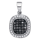 10kt White Gold Women's Round Black Color Enhanced Diamond Cluster Pendant 1-4 Cttw - FREE Shipping (US/CAN)-Gold & Diamond Pendants & Necklaces-JadeMoghul Inc.