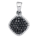 10kt White Gold Women's Round Black Color Enhanced Diamond Cluster Pendant 1-4 Cttw - FREE Shipping (US/CAN)-Gold & Diamond Pendants & Necklaces-JadeMoghul Inc.