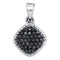10kt White Gold Women's Round Black Color Enhanced Diamond Cluster Pendant 1-4 Cttw - FREE Shipping (US/CAN)-Gold & Diamond Pendants & Necklaces-JadeMoghul Inc.