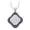 10kt White Gold Women's Round Black Color Enhanced Diamond Cluster Pendant 1.00 Cttw - FREE Shipping (US/CAN)-Gold & Diamond Pendants & Necklaces-JadeMoghul Inc.