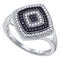 10kt White Gold Women's Round Black Color Enhanced Diamond Cluster Ring 1/3 Cttw - FREE Shipping (US/CAN)-Gold & Diamond Fashion Rings-5-JadeMoghul Inc.