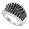 10kt White Gold Women's Round Black Color Enhanced Diamond Cocktail Concave Ring 3/8 Cttw - FREE Shipping (US/CAN)-Gold & Diamond Bands-6.5-JadeMoghul Inc.