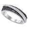10kt White Gold Women's Round Black Color Enhanced Diamond Crossover Band Ring 3/8 Cttw - FREE Shipping (US/CAN)-Gold & Diamond Bands-5-JadeMoghul Inc.