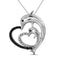 10kt White Gold Women's Round Black Color Enhanced Diamond Dolphin Heart Pendant 1-8 Cttw - FREE Shipping (US/CAN)-Gold & Diamond Pendants & Necklaces-JadeMoghul Inc.