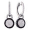 10kt White Gold Women's Round Black Color Enhanced Diamond Framed Cluster Dangle Earrings 1-2 Cttw - FREE Shipping (US/CAN)-Gold & Diamond Earrings-JadeMoghul Inc.